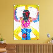 Groovy Hippie Peaceサイン キャンバスプリント (インサイチュ (リビング))