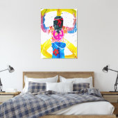 Groovy Hippie Peaceサイン キャンバスプリント (インサイチュ (寝室))