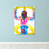 Groovy Hippie Peaceサイン キャンバスプリント (インサイチュ (ウッドフロア))