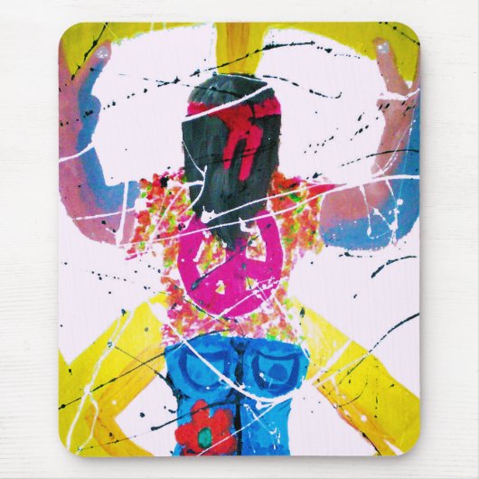 Groovy Hippie Peaceサイン マウスパッド (正面)