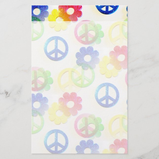 Groovy Hippie Peace Signs Flower Power Sparkles (正面)