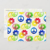 Groovy Hippie Peace Signs Flower Power Sparkles ポストカード (正面/裏面)