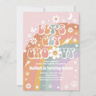 Groovy Hippie Rainbow 70s Birthday Partyをゲット 招待状