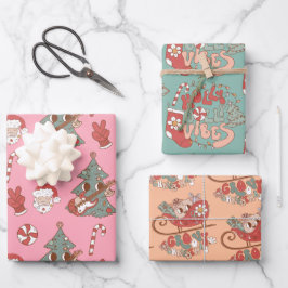 Groovy Hippie Rockinクリスマスツリービベス ラッピングペーパーシート