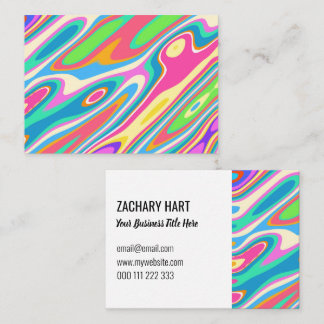 Groovy Hipsterレトロレインボーパターンテンプレート 名刺