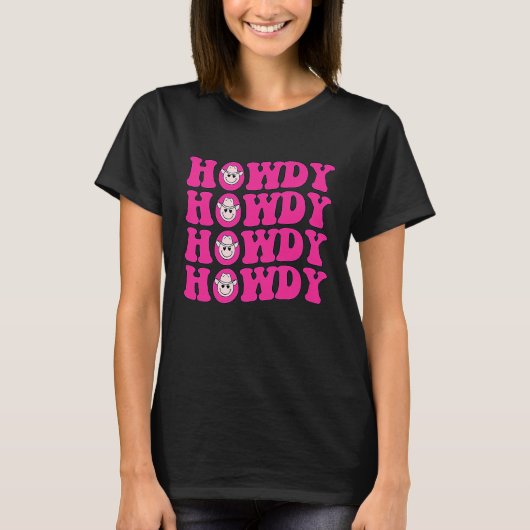 Groovy Howdy Rodeo Western Country Southern Cowgir Tシャツ (正面)