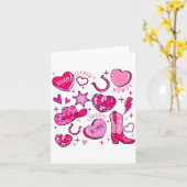 Groovy Howdy Valentine Western Valentines Day Cowb カード (黄色い花)