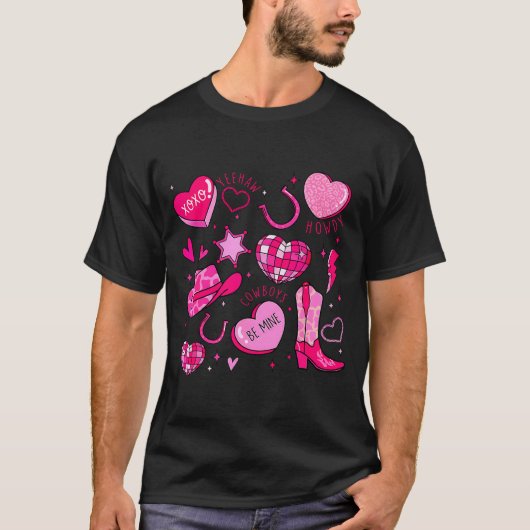 Groovy Howdy Valentine Western Valentines Day Cowb Tシャツ (正面)