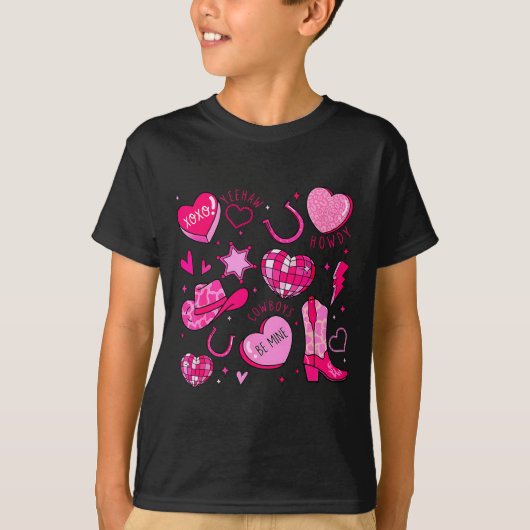Groovy Howdy Valentine Western Valentines Day Cowb Tシャツ (正面)