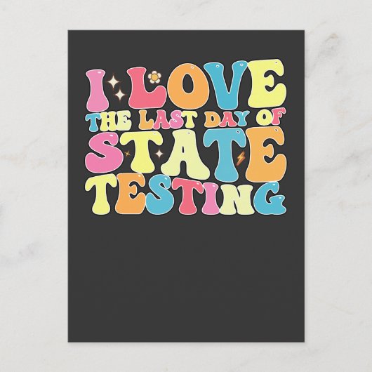 Groovy Iが州試験の最終日を愛する インビテーションポストカード (正面)