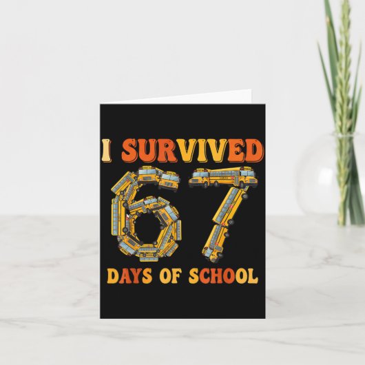Groovy I Survived 67 Days Of School Funny 67 Meme  カード (正面)