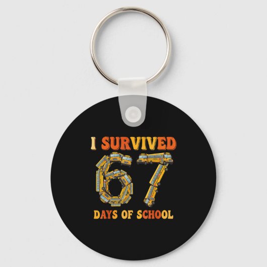 Groovy I Survived 67 Days Of School Funny 67 Meme  キーホルダー (正面)