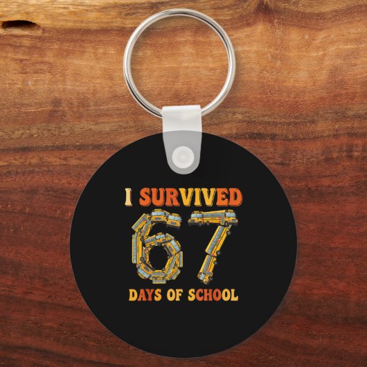Groovy I Survived 67 Days Of School Funny 67 Meme  キーホルダー (正面)
