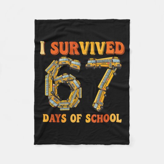 Groovy I Survived 67 Days Of School Funny 67 Meme フリースブランケット (正面)