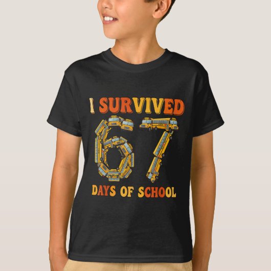Groovy I Survived 67 Days Of School Funny 67 Meme Tシャツ (正面)