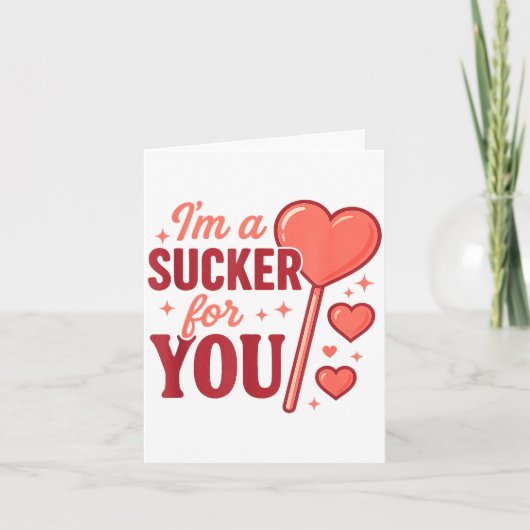 Groovy I'm A Sucker For You Retro Heart Candy Vale カード (正面)