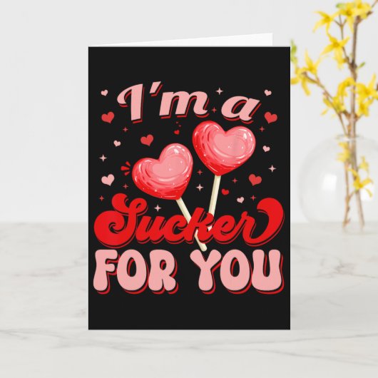 Groovy I'm A Sucker For You Retro Heart Candy Vale カード (黄色い花)