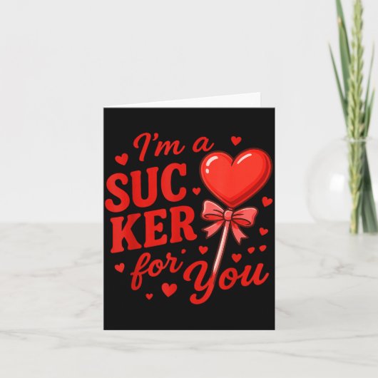 Groovy I'm A Sucker For You Retro Heart Candy Vale カード (正面)