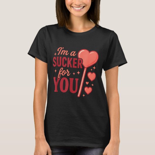 Groovy I'm A Sucker For You Retro Heart Candy Vale Tシャツ (正面)