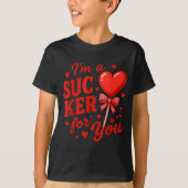 Groovy I'm A Sucker For You Retro Heart Candy Vale Tシャツ (正面)
