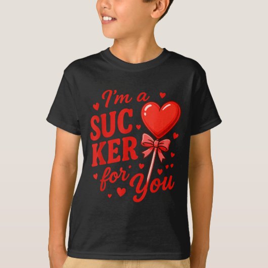Groovy I'm A Sucker For You Retro Heart Candy Vale Tシャツ (正面)