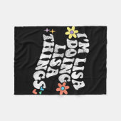 Groovy Im Lisa Things おもしろい母Da フリースブランケット (正面(横))