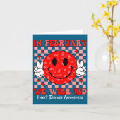 Groovy In February We Wear Red For Heart Disease A カード (黄色い花)