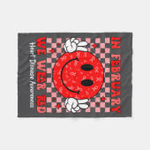 Groovy In February We Wear Red For Heart Disease A フリースブランケット (正面(横))