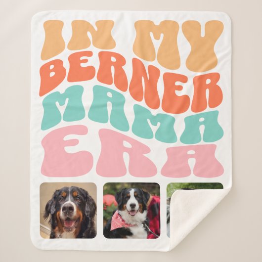 Groovy In My Berner Mama Era Bernese Mountain Dog シェルパブランケット (正面)