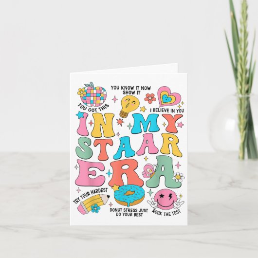 Groovy In My Starr Era Testing Day Teacher Kids Mo カード (正面)