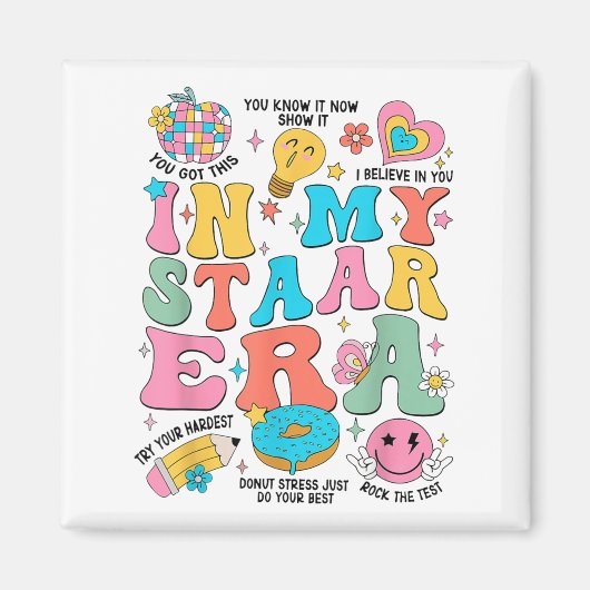 Groovy In My Starr Era Testing Day Teacher Kids Mo マグネット (正面)