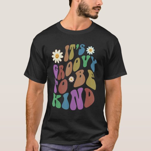 Groovy IT'S GROOVY TO BE KIND Retro Anti Bullying  Tシャツ (正面)