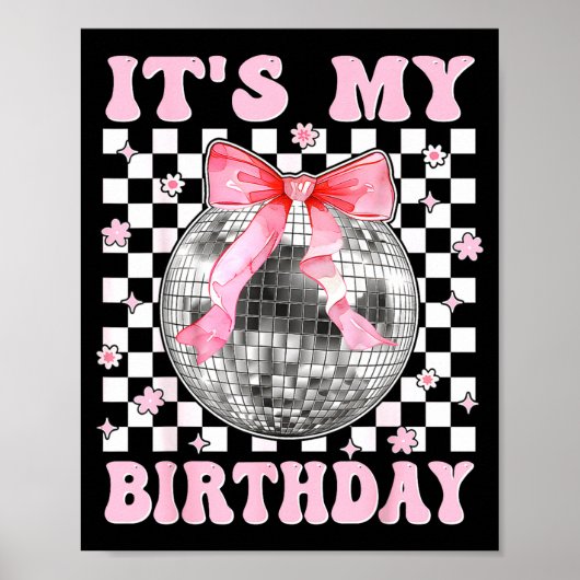 Groovy It's My Birthday Teens Girls Disco Ball Coq ポスター (正面)