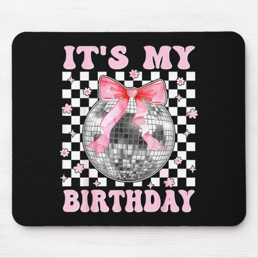 Groovy It's My Birthday Teens Girls Disco Ball Coq マウスパッド (正面)