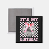 Groovy It's My Birthday Teens Girls Disco Ball Coq マグネット (正面/裏面)