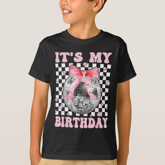 Groovy It's My Birthday Teens Girls Disco Ball Coq Tシャツ (正面)