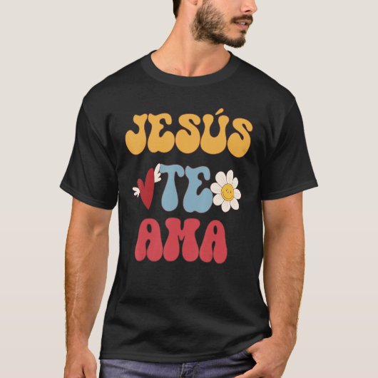 Groovy Jesusスペインのがキリスト教70年代のハイプを愛する Tシャツ (正面)