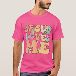Groovy Jesus Loves MeヴィンテージレトロChristian Mens Tシャツ