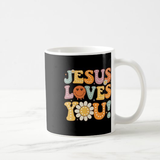 Groovy Jesus Loves You Kids Women Faitutiful Faith コーヒーマグカップ (右)