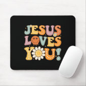 Groovy Jesus Loves You Kids Women Faitutiful Faith マウスパッド (マウス)