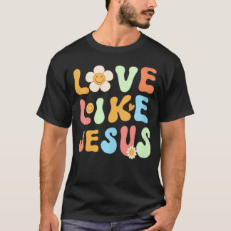 Groovy Jesus S For Women Love Like Jesus V-Neck Tシャツ