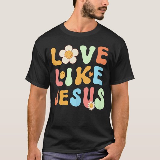 Groovy Jesus S For Women Love Like Jesus V-Neck Tシャツ (正面)