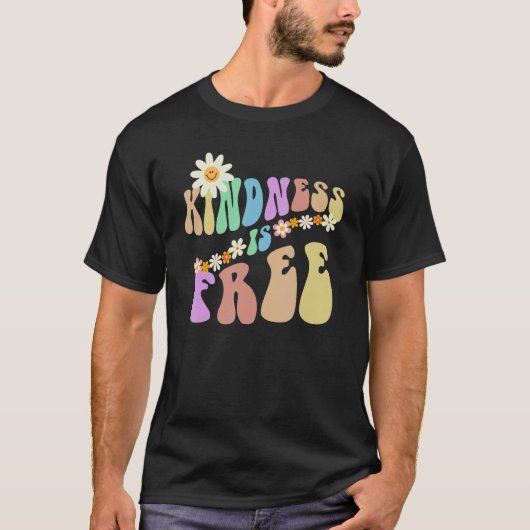 Groovy KINDNESS IS FREE Retro Stop Bullying Choose Tシャツ (正面)