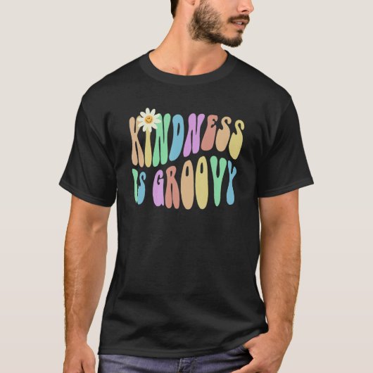 Groovy KINDNESS IS GROOVY Retro Stop Bullying Choo Tシャツ (正面)