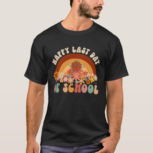 Groovy Last Day Of School Rainbow Teacher Kids Gra Tシャツ (正面)