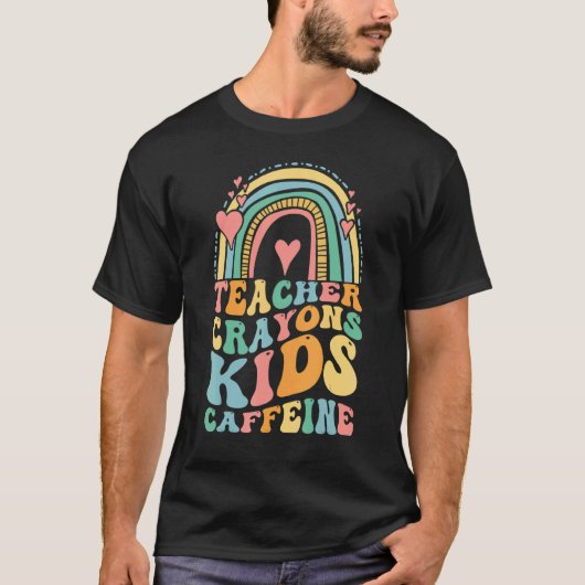 Groovy Last Day of School Teachers Crayons Kids Ca Tシャツ (正面)