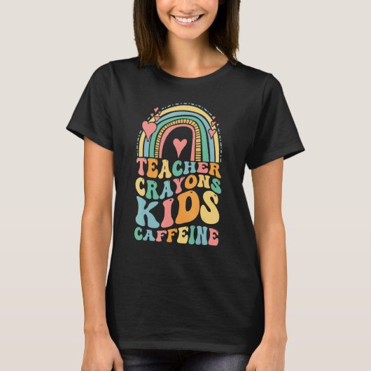 Groovy Last Day of School Teachers Crayons Kids Ca Tシャツ (正面)