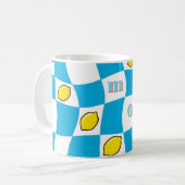 Groovy Lemons Checkerboard Kitchen Kitsch Mom コーヒーマグカップ (正面左)
