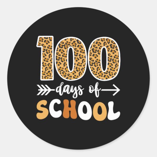Groovy Leopard 100th Day Of School先生キッズ10 ラウンドシール (正面)