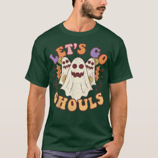 Groovy Let's Go Ghoulsレトロフローラ幽霊衣装 Tシャツ